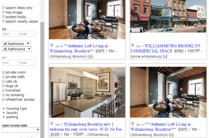 Op zoek naar een betaalbaar appartement? Foto craigslist