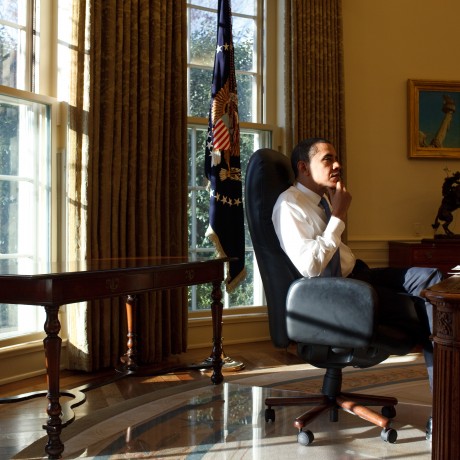 President Barack Obama in the Oval Office on his first day in office 1/21/09. Official White House Photo by Pete Souza.